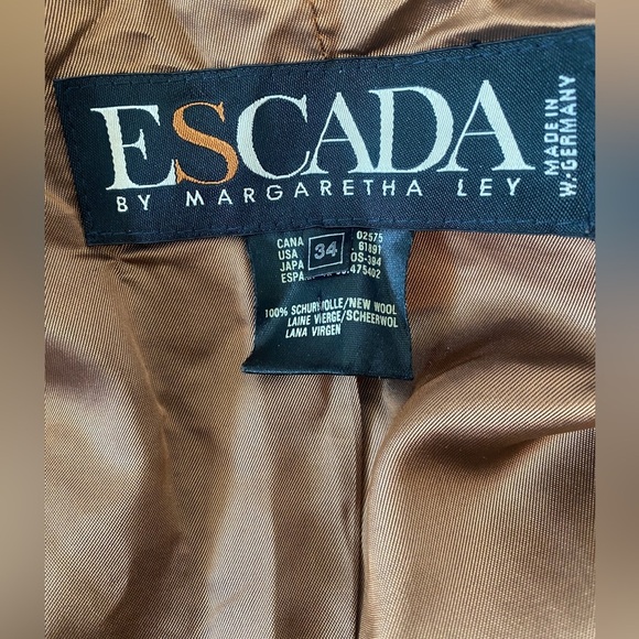ESCADA 100% Wool Vintage Brown Plaid Blazer Sz 34 U.S XS - Picture 5 of 6